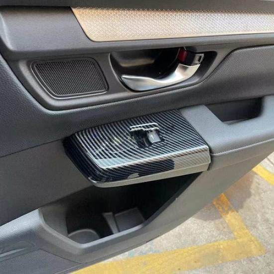 Carbon Fiber Car Door Window Switch Panel Cover Trim For -2024 Honda CR-V