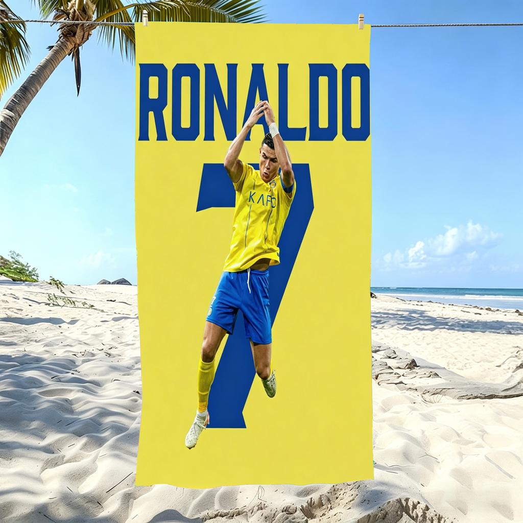 1 Stück R-Ronaldo-o CR7 Al Nassr FC 7 Strandtuch Mikrofaser Weich Schnelltrocknend Fußballstar Druck Badetuch für Fans Schwimmen Outdoor