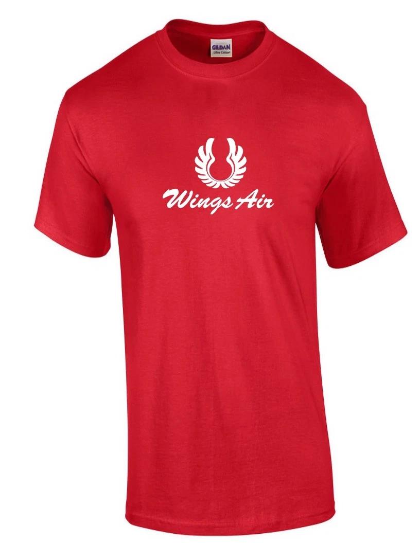 Wings Air White Retro Logo Indonesian Airline Red Cotton T-Shirt 2XL