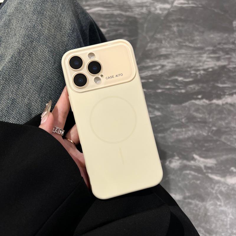 iPhone 17 Pro Max Dünne Magnetische Ring Hülle, Großes Fenster, Silikon, Vollständiger Schutz für Apple 16 Pro