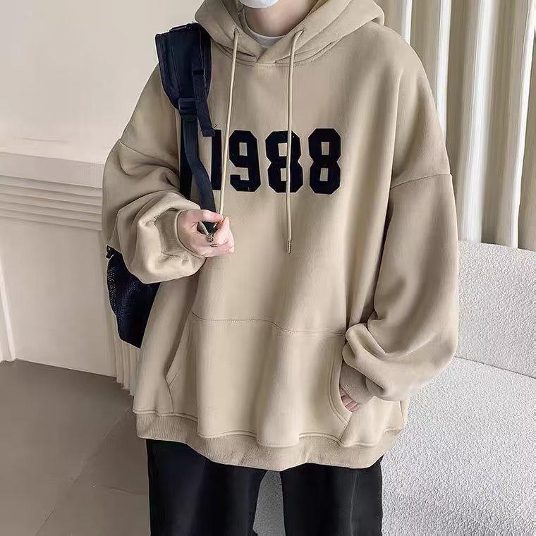 Herren Trendy Lockerer Kapuzenpullover mit Aufdruck - Herbst/Winter 2022 Plus Samt Pullover Sweatshirt
