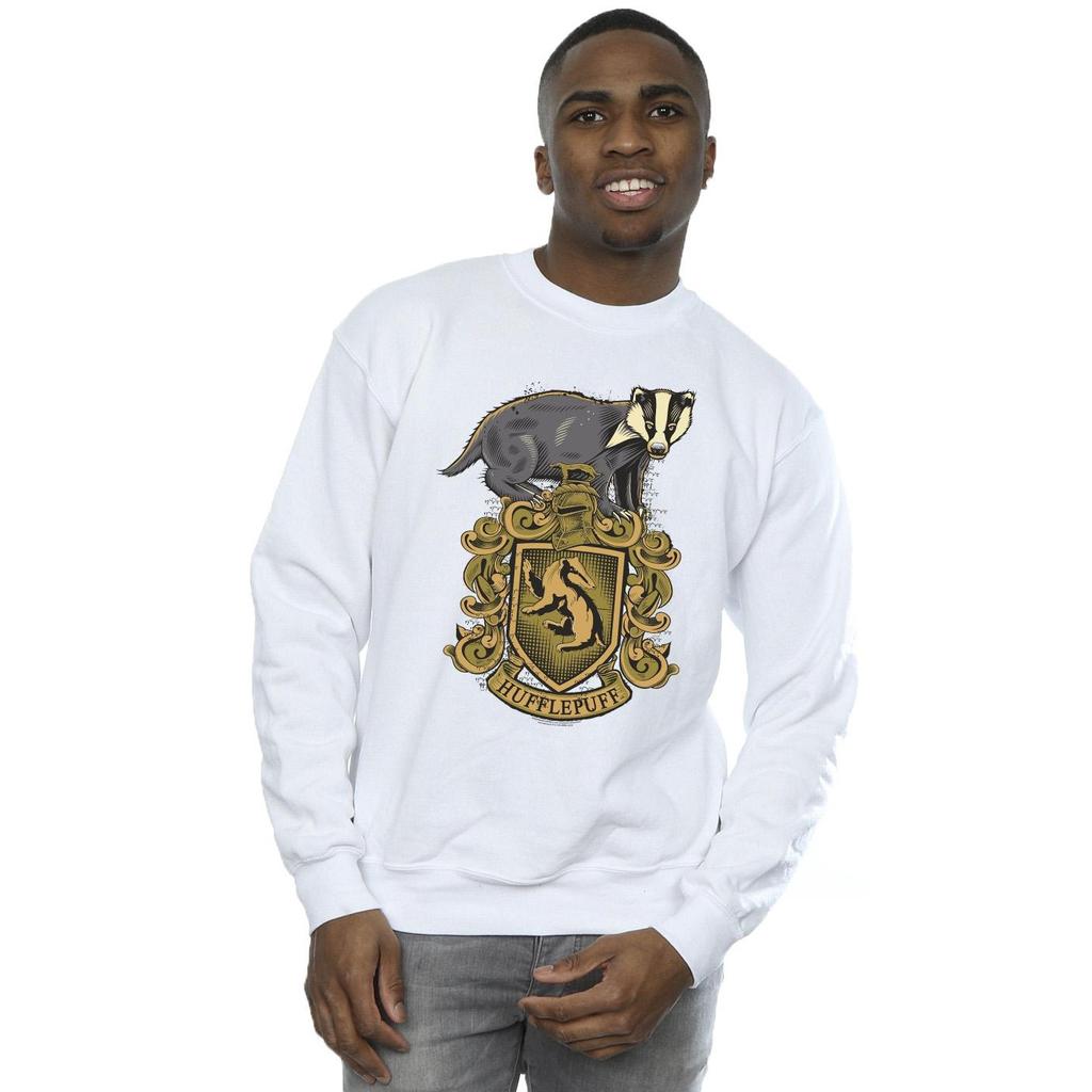 HARRY POTTER Mens Hufflepuff Sketch Crest Sweatshirt