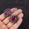 Faceted Kashmir Ruby Earring Copper Wire Wrapped Gemstone Earrings Copper Jewelry Handmade Dangle Earring Wire Wrapped Jewelry Gift For Wife