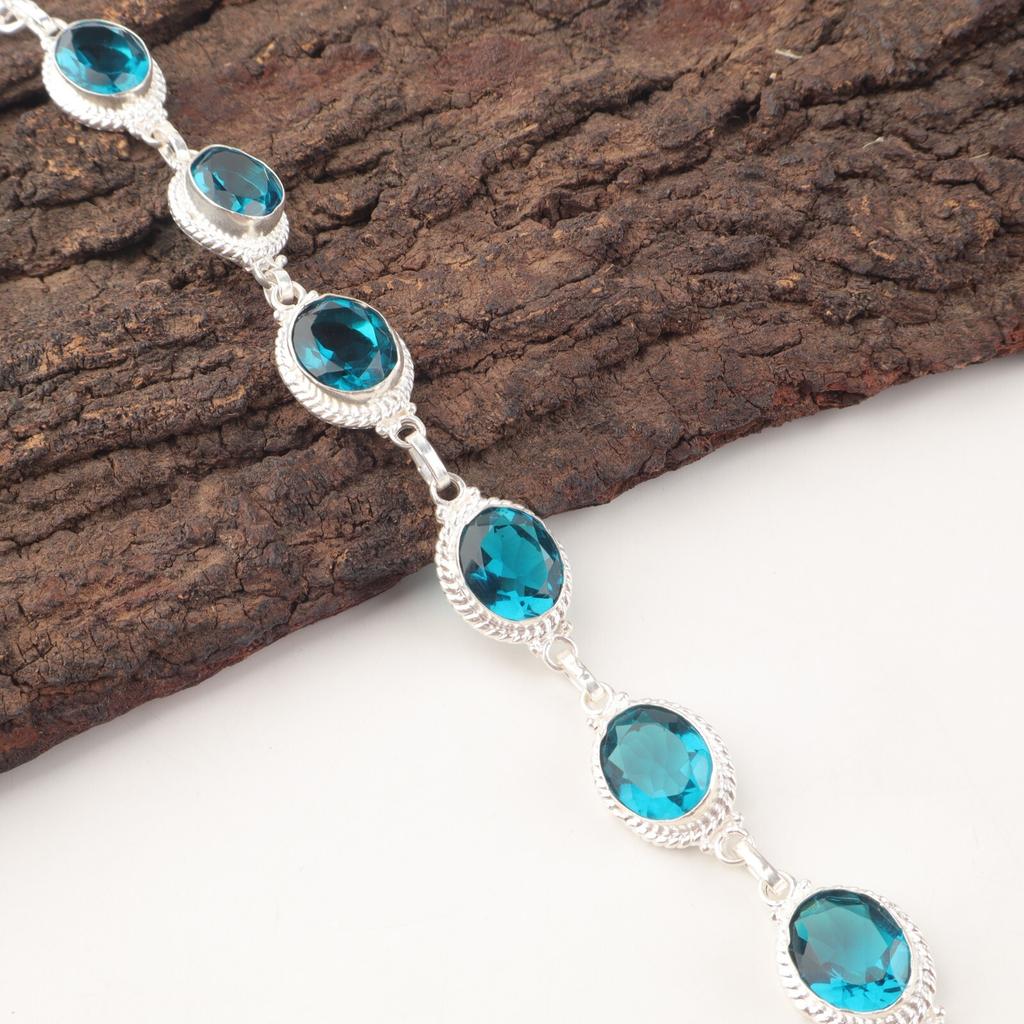 Apatit Edelstein 925 Sterling Silber Schmuck Handgefertigtes Armband 8.5" Für Frauen RB-2-11