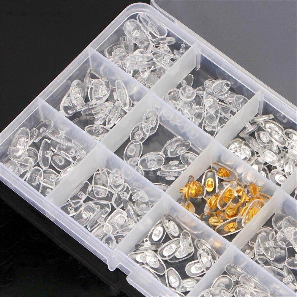 150 Pairs/Box Glasses Nose Pads Silicone Brace Support Sunglasses Spectacles Eyeglass Anti Slip Screw On Nose Pads Repair Tools