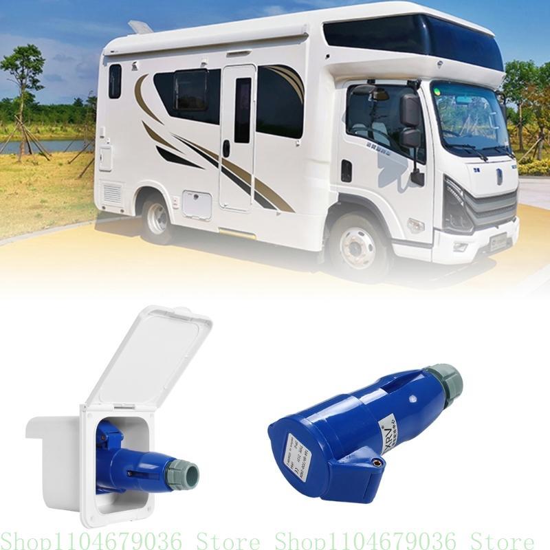 16A External Flush Hook Up Power Outlet Motorhome Trailer Flush Inlet Socket Automotive Accessories