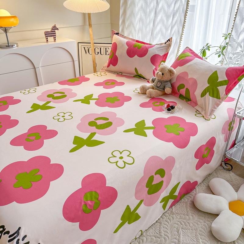 Flat Sheet Floral Style Bedsheet Skin-friendly Bed Linen Simple Student Bed Fitted Sheet Mattress Pad Bedcover