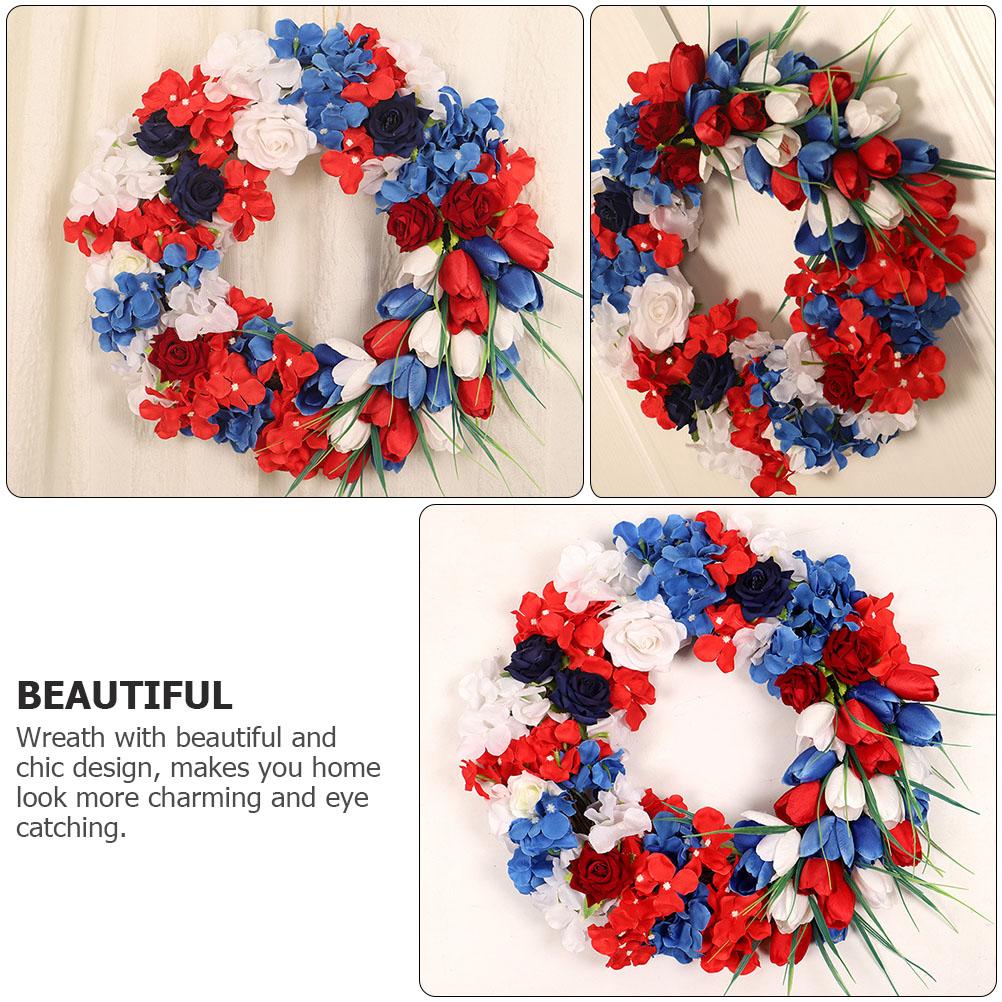 Wall Hanging Wreath Flower Garland Independence Day Garden Pendant Door Decoration