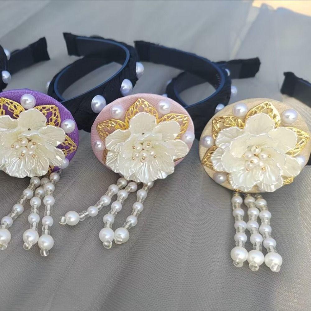 Bentiță de păr Hanbok cu perle, ciucure, pentru scenă, dans, cerc de păr, bentiță coreeană clasică, spectacol