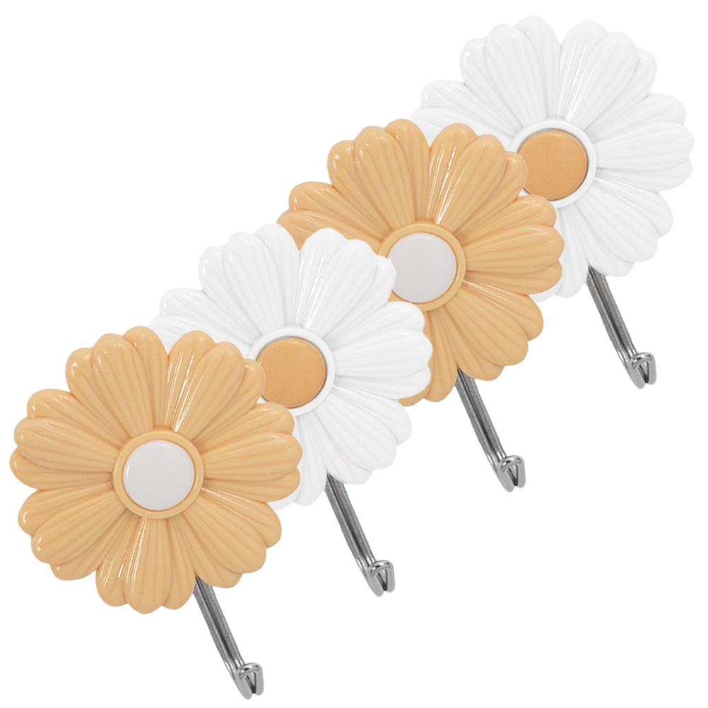 4 Pcs Daisy Sticky Hook Bathroom Hanger Kids Coat Hooks Wall Hangers Storage Decorative Picture Small Child Clothes Rack
