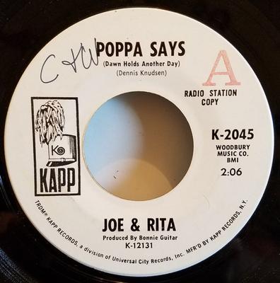 7inch Record JOE & RITA - Poppa Says K2045 Kapp Records 1969 US Folk Used