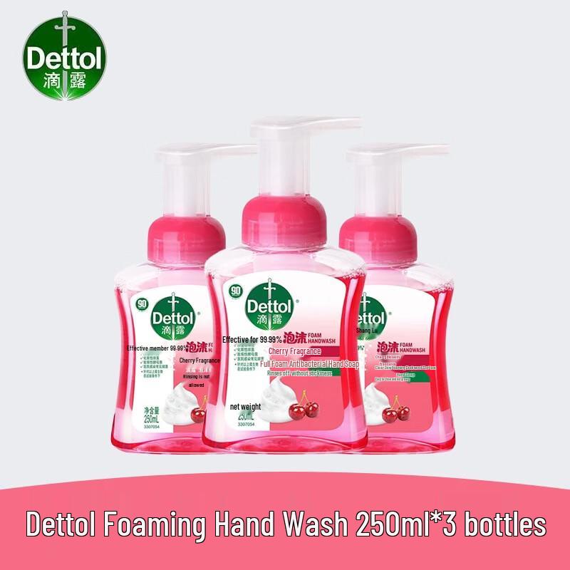 Dettol Foaming Hand Wash, Cherry Scent, 3 x 250ml