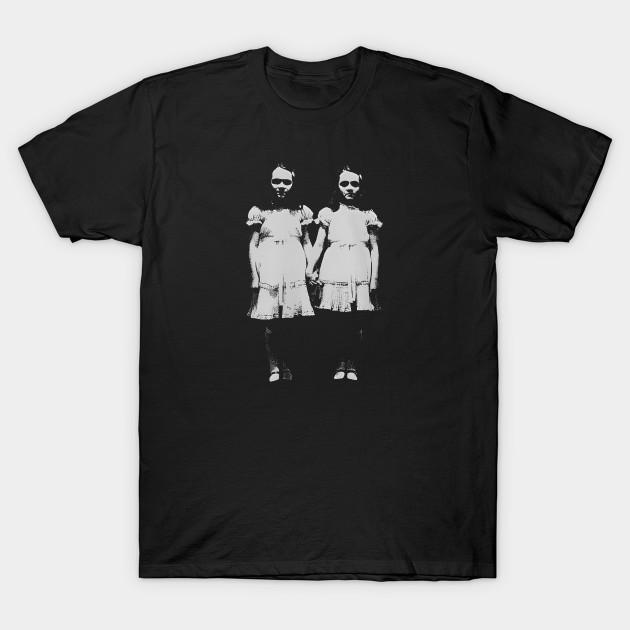 Men Black Print T-shirt The Shining Twins No-Cut Transfer Paper Print Cotton Tshirt S чёрный