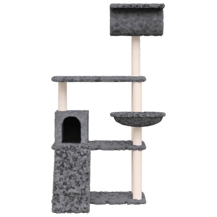 171605 vidaXL Arbre à chat avec griffoirs en sisal Gris foncé 131 cm