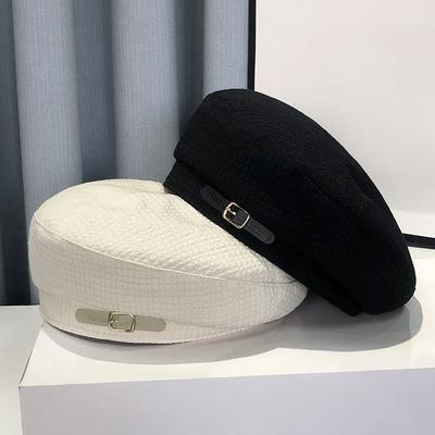 Retro England Belt Buckle Beret Women Winter Temperament Sense Cap Niche Design Sense Classic Belle Cap Painter Hat