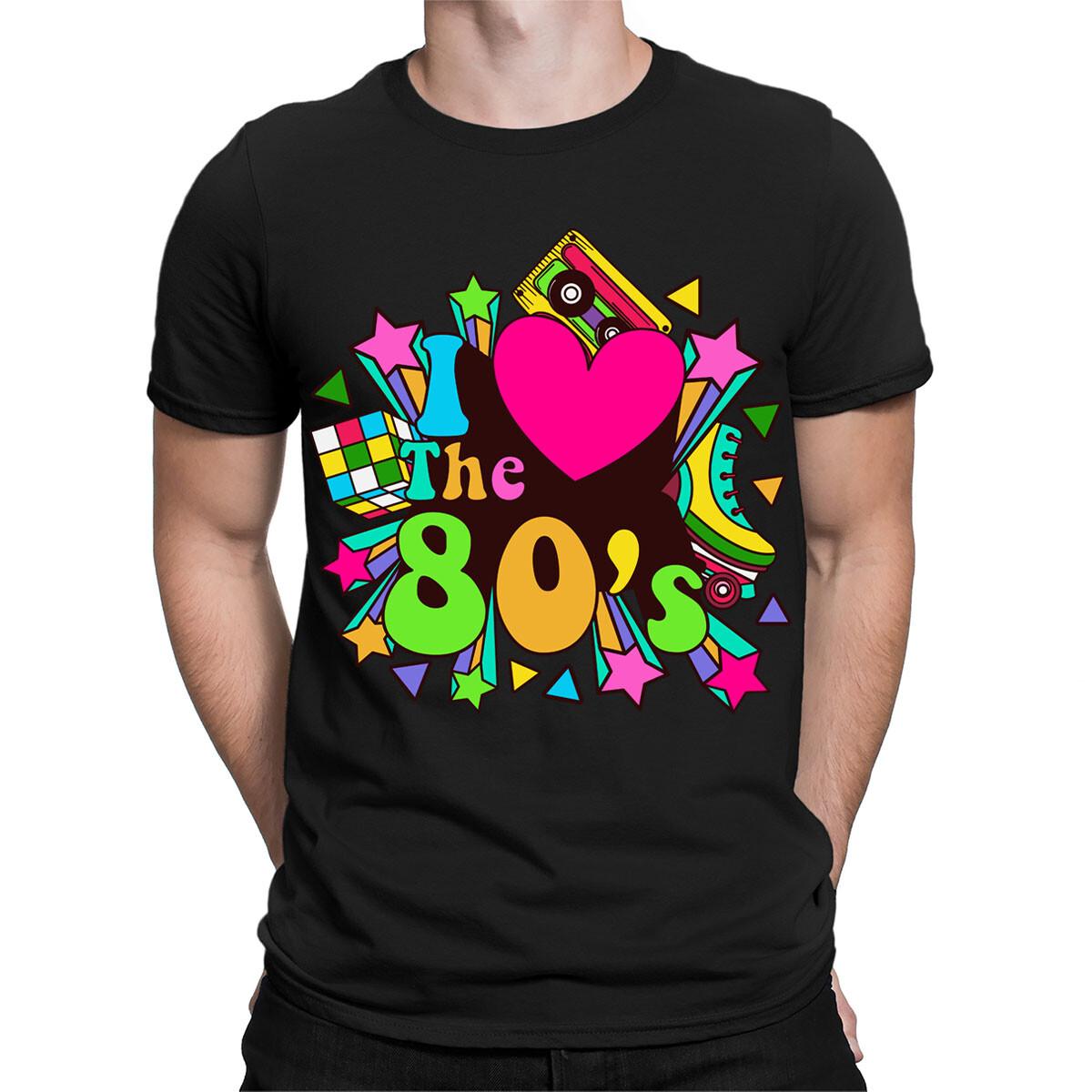 

I Love The 80s Fancy Dress Globe Party Neon Festival Mens Womens 100% Cotton T-shirt Mens Tees Tops#TA-194 2XL