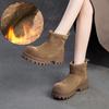 Fashion GKTINOO 2024 Winter New Wool Warm Cotton Boots Retro Versatile Nubuck Cowhide Thick Soled Women's Short Boots