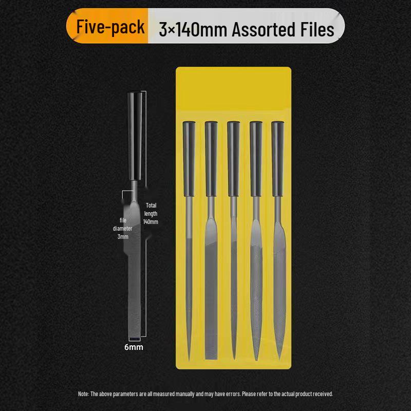 Mini Assorted Steel File Set: Triangular & Flat Files for Metal & Wood Grinding