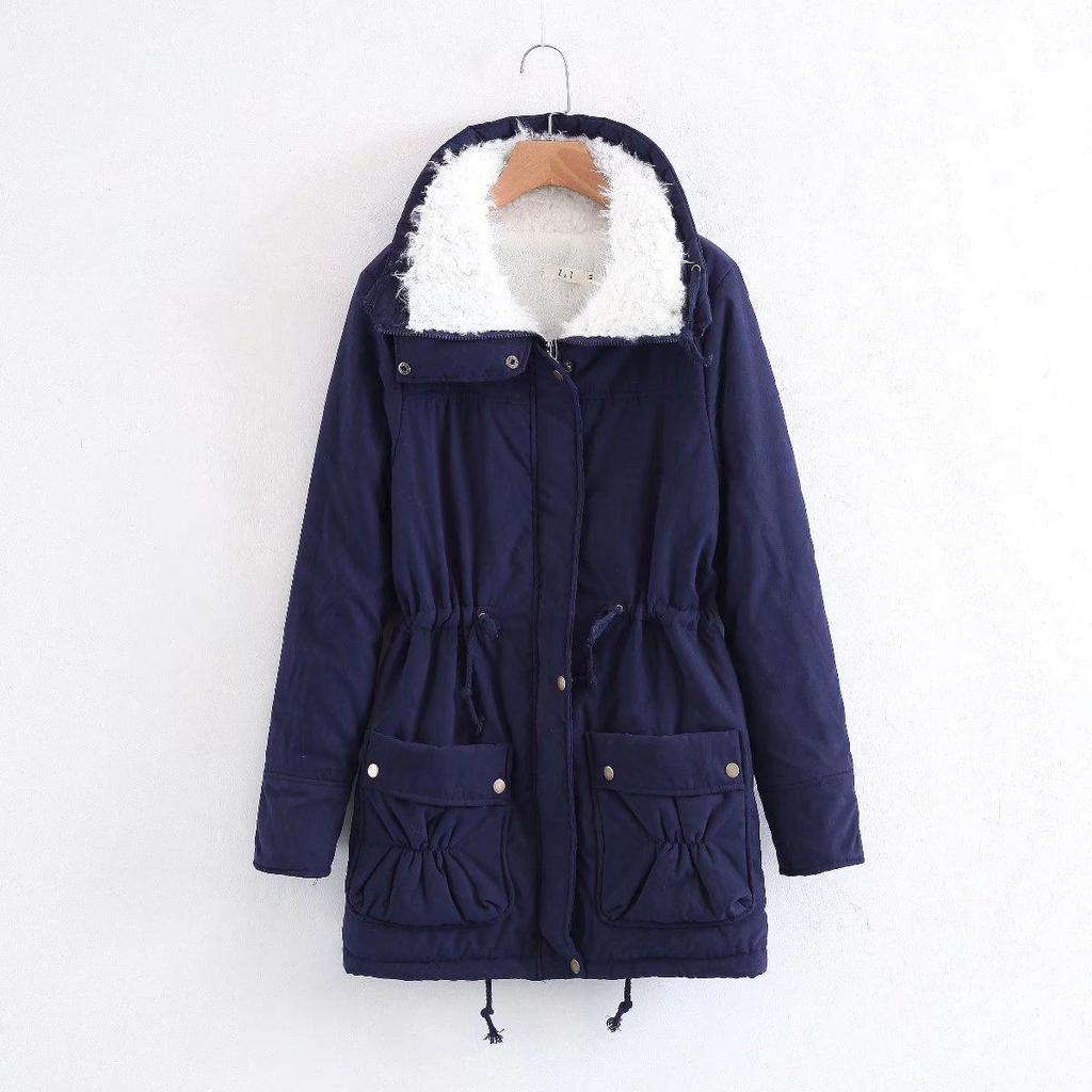 Damen Winter Verdicken Kapuzenjacke Lang Damen Slim Fit Warme Baumwollgepolsterte Kleidung