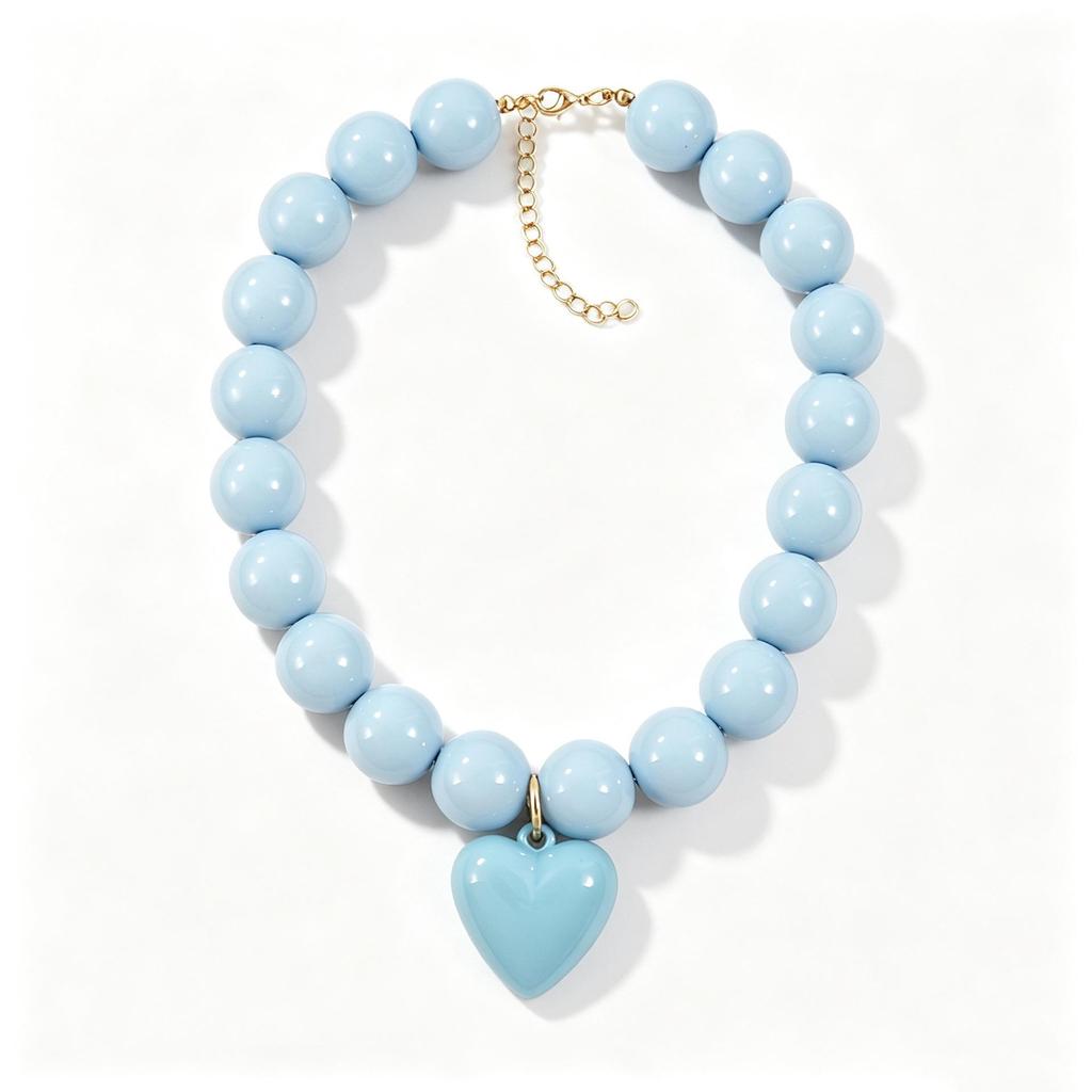 Bohemian Geometric Beaded Necklace with Detachable Heart Pendant for Women