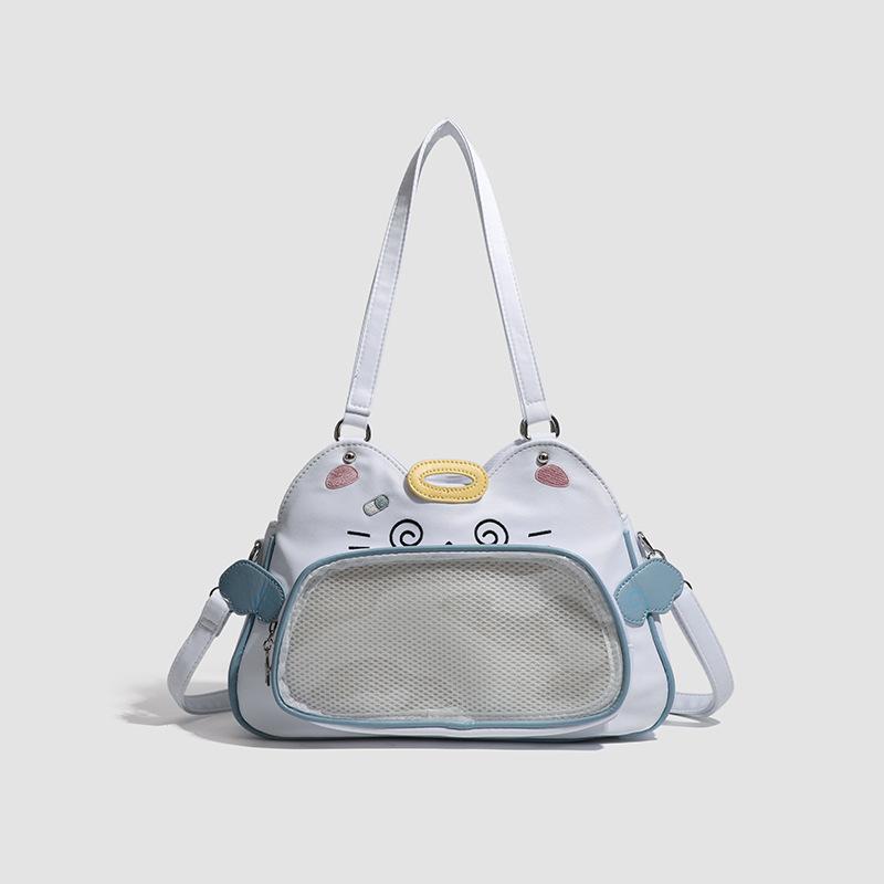 

Kawaii Cat Ita Bag Japanese Y2K Girls Cute Shoulder Bags Clear Window Pin Bag Versatile Commuting Female Tote Crossbody Purse