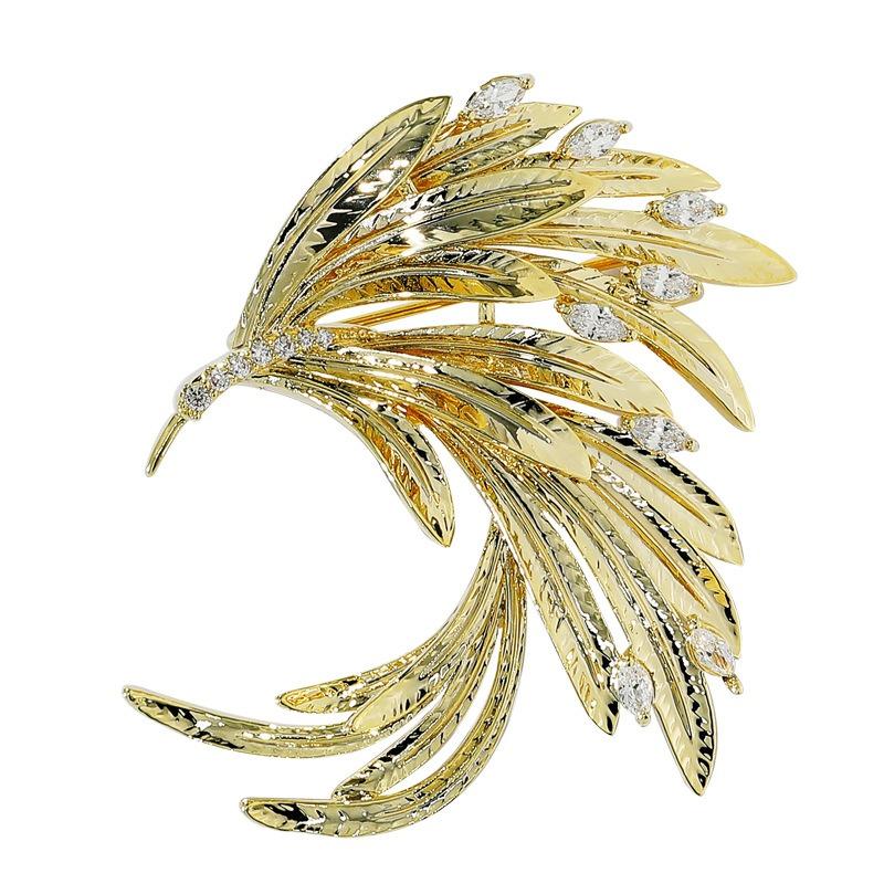 Retro and Versatile Phoenix Brooch for Women, High-end and Individual Golden Phoenix Tail Brooch, Light Luxury and Elegant Brooch