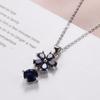 SODROV koreański Trend niebieska cyrkonia biżuteria wisiorek naszyjniki dla kobiet