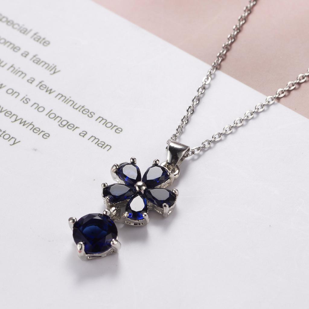 SODROV koreański Trend niebieska cyrkonia biżuteria wisiorek naszyjniki dla kobiet