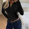 Women Slim Cinched Waist Collared Button Up Ruched Long Sleeve Fitted Shirt