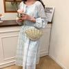 The Vintage Seashell Shape Handwoven Straw Shoulder Bag Summer Beach Handmade Chain Hollow Out Crossbody Bag AVE