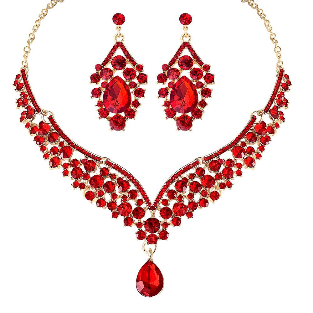 DIEZI Baroque Luxury Water Drop Rhinestone Choker Necklace Earrings Jewelry Sets Wedding Party AB Crystal Jewelry Accessories