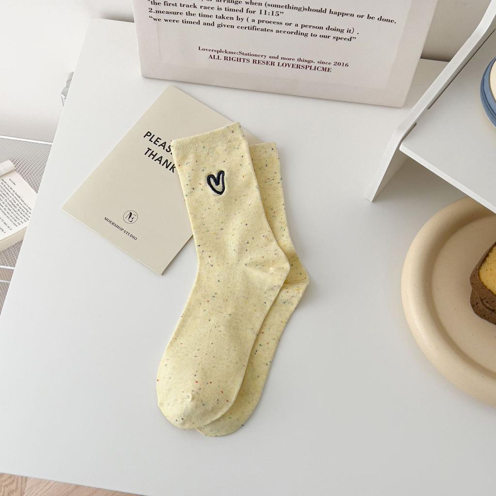 Love Embroidery Ideas Yarn Tube Socks Female Tide Spring And Autumn Internet Celebrity Korean Personality College Style Female Socks
