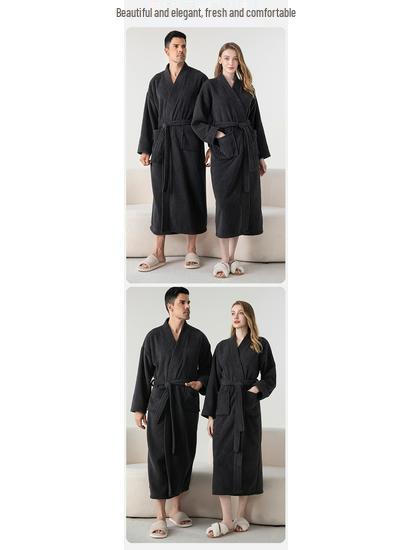 Cozy Velvet Bathrobe: Unisex Fleece-Lined, Thick Warmth for Autumn & Winter