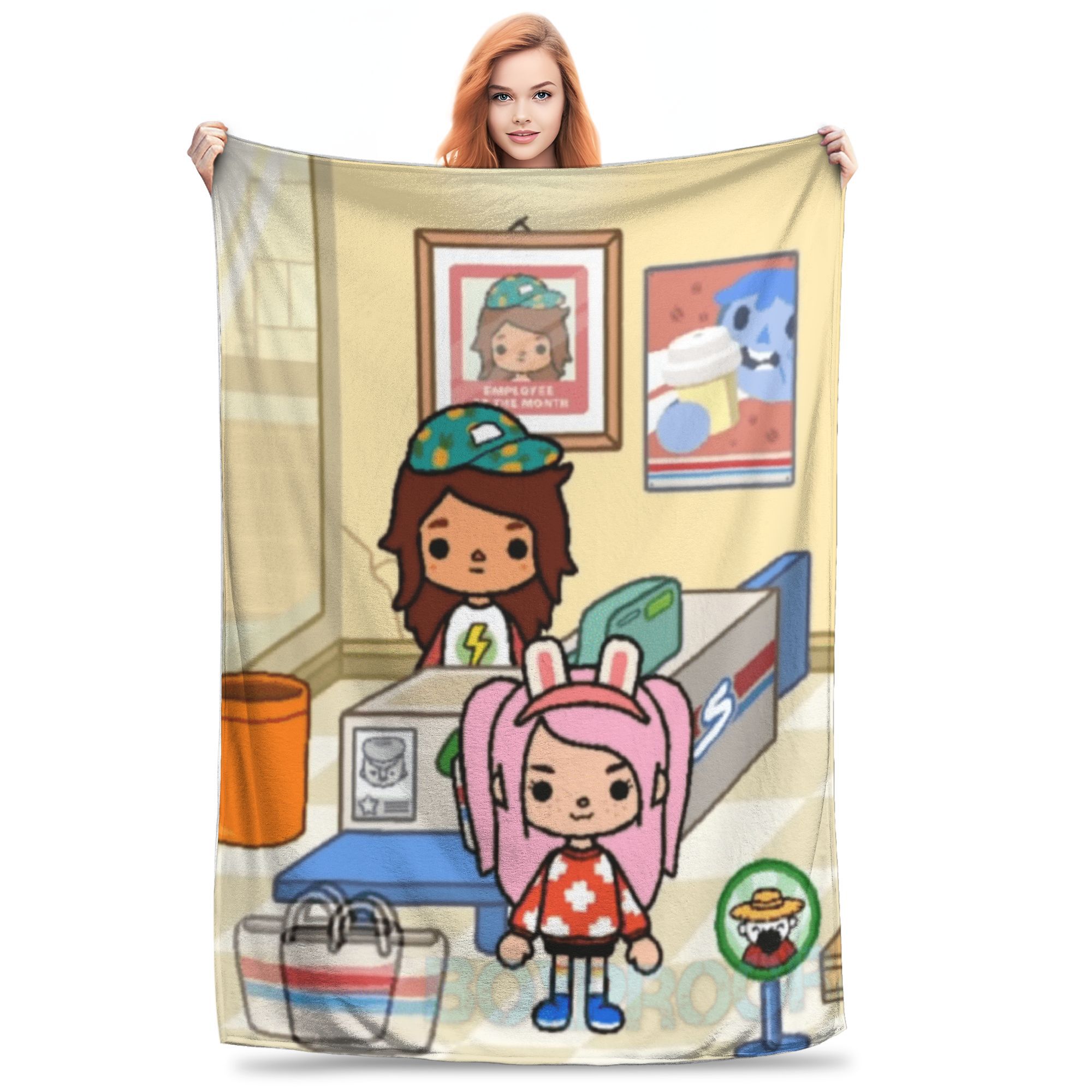 Exquisite Fashion Items Unisex Toca Life Box Toca Boca Cute Game Blankets Soft Warm Flannel Throw Blanket Bedspread For Bed Living Room Picnic Travel Home