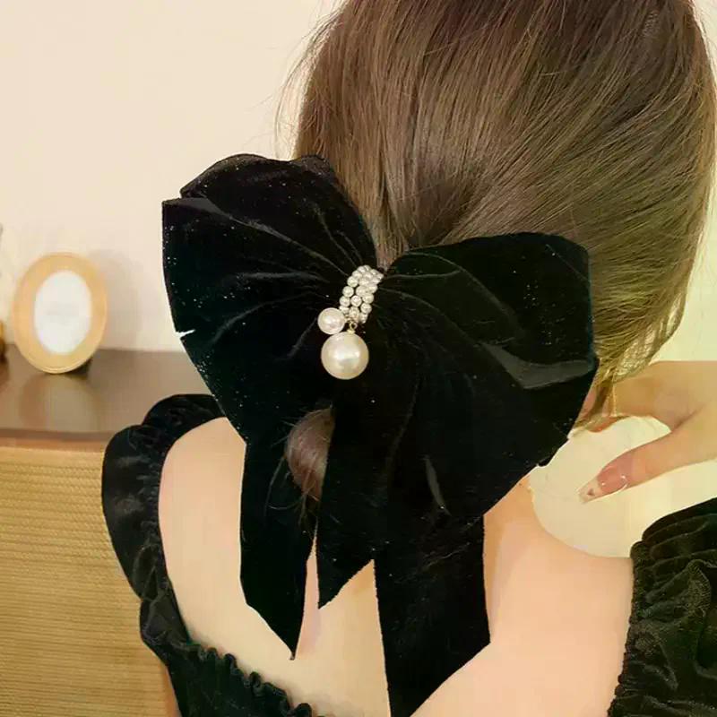Fashion Temperament Velvet Bow Hairpin For Women Sweet Princess Headdress Back Of The Head Hair Clip New Year Hair Accessories