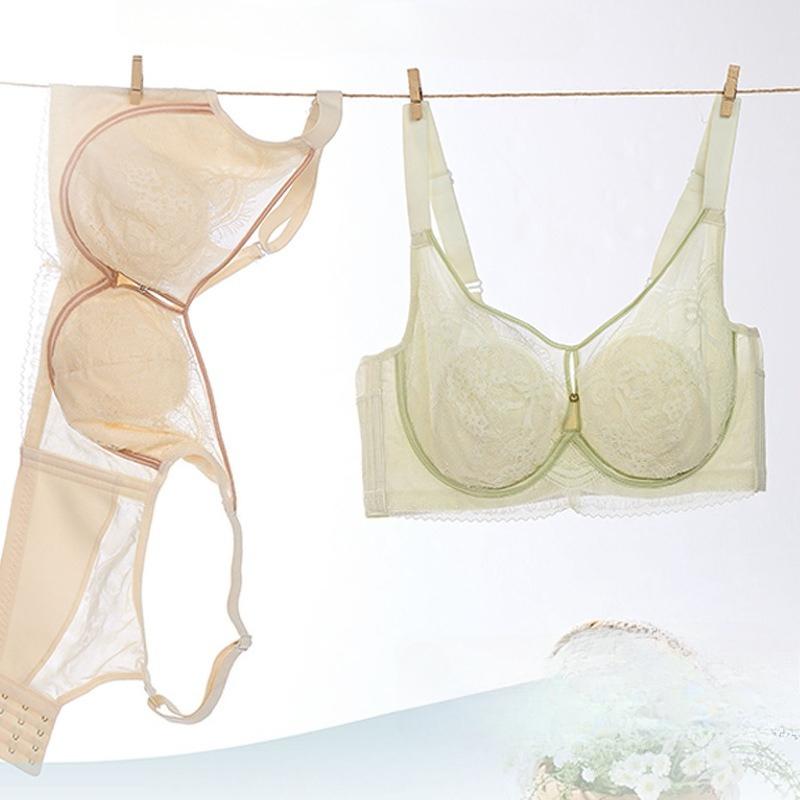 Sexy Spitzenunterwäsche für Damen, Memory-Draht gerafftes Oberbrust-Kollektions-BH Hasenohren Kristall-Cup Atmungsaktiver BH