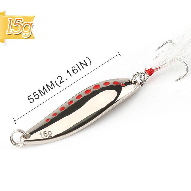Fishing Lure Spoon Lure Noise Hard Baits Feather Treble Hook Fishing TacklHPLCA Fishing Lure Spoon Lure Noise Hard Baits Feather Treble Hook Fishing TacklHPLCA
