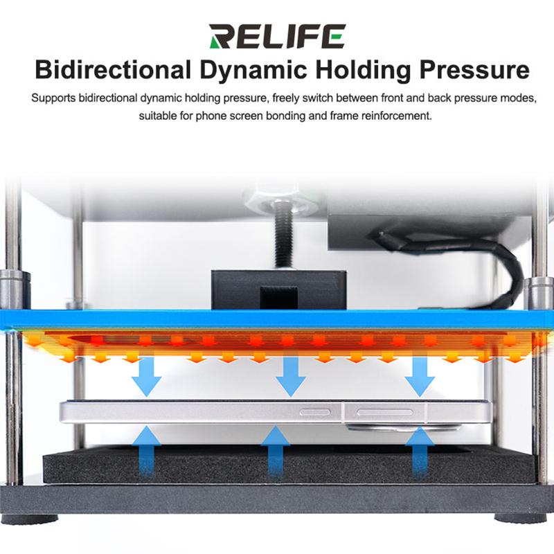 Tavolo a Pressione a Doppia Temperatura RELIFE LS5 SE per Riparazione Cellulari Telaio Riscaldante Cover Posteriore/Strumento di Rinforzo per Pressatura a Caldo Schermo