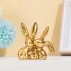1 Stück Goldener Kuss Paar Hase Figur Einzigartige Ästhetische Harz Statue Vielseitige Innen Außen Dekoration für Zuhause Büro Regal