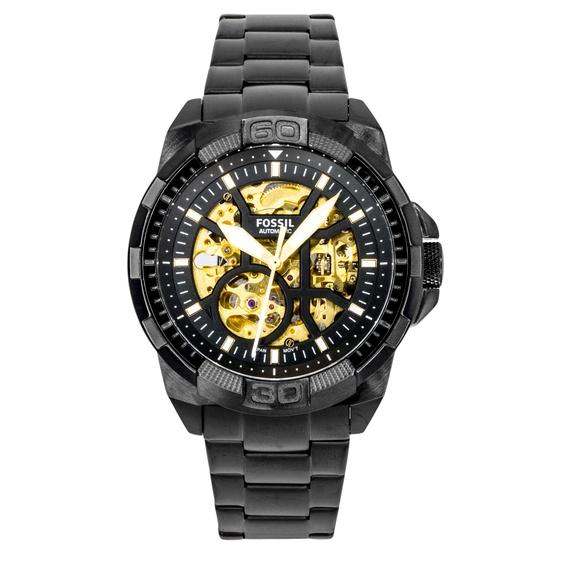 Fossil Bronson Stainless Steel Black Skeleton