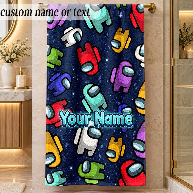 Beach TowelAmong Us Custom Name Text Personalized Soft Towel for Beach Pool Indoor Home Decor Gift