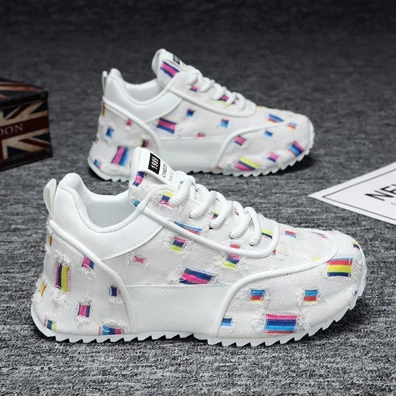 

Fashion Sneakers Breathable Fashion Men s Casual Sports Shoes Thick Soled Sports Shoes Solid Color Lace Up Sports Sapato Masculino 48 39 белый