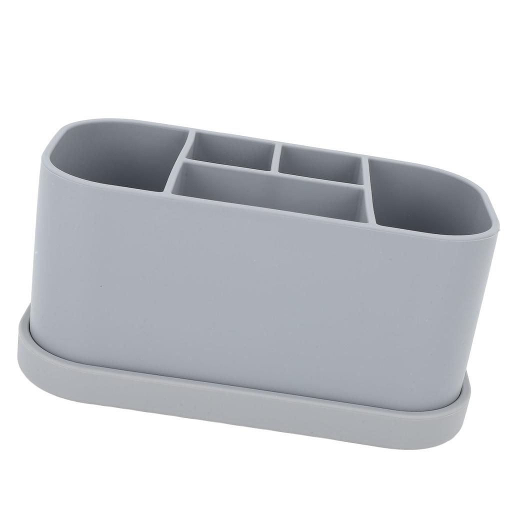 Silicone Toothbrush Toothpaste Holder Multipurpose 5 Slots Drainage Holes Bathroom Countertop