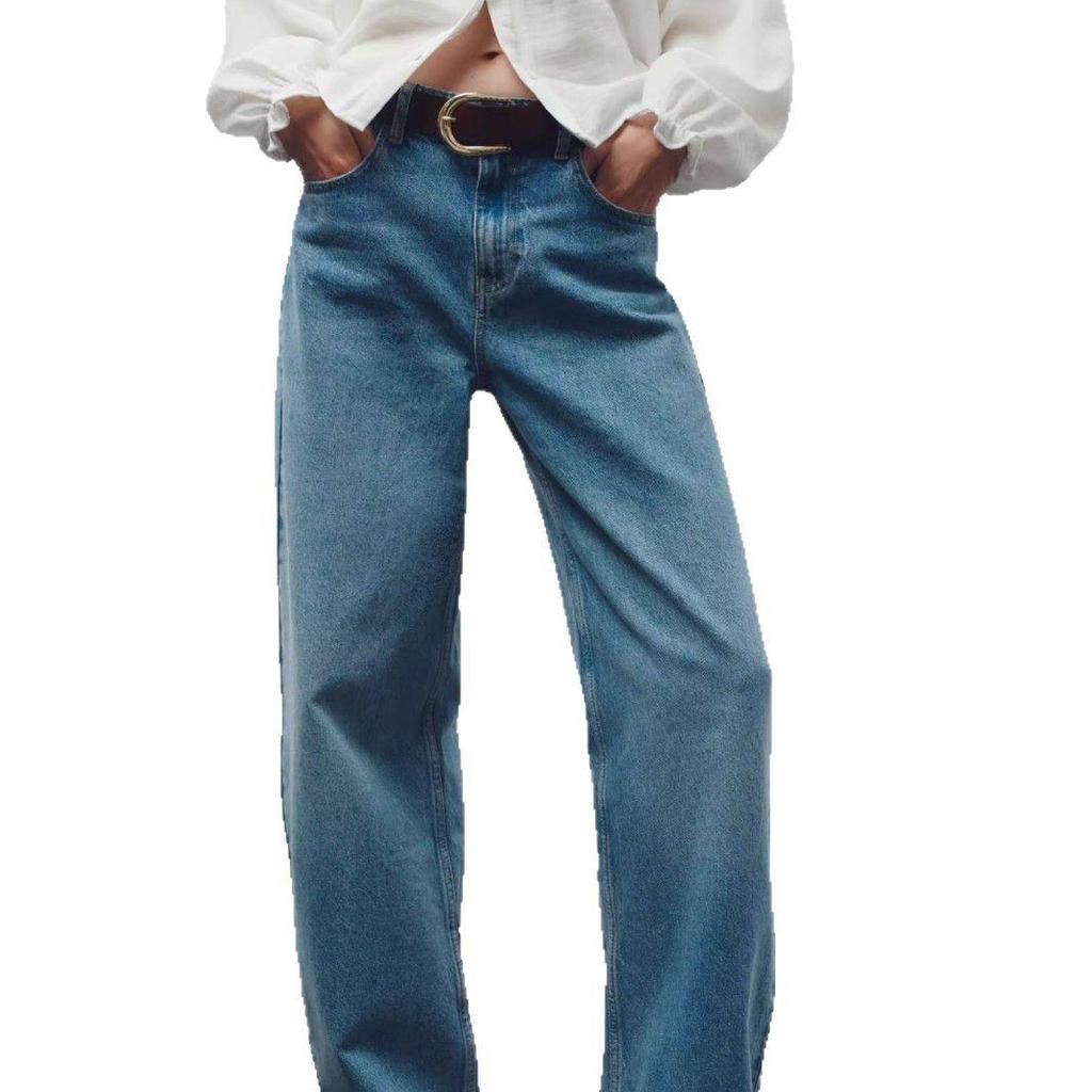 2025 Frühling Europäische & Amerikanische Mode High Waist Schlankmachende Gerade & Weitbeinjeans