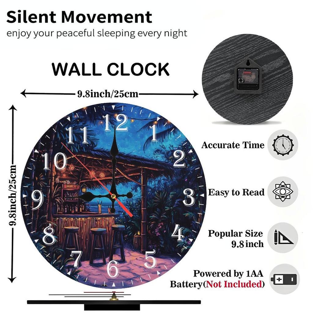Handcrafted 25cm Round Wood Wall Clock for Personalized Home Decor