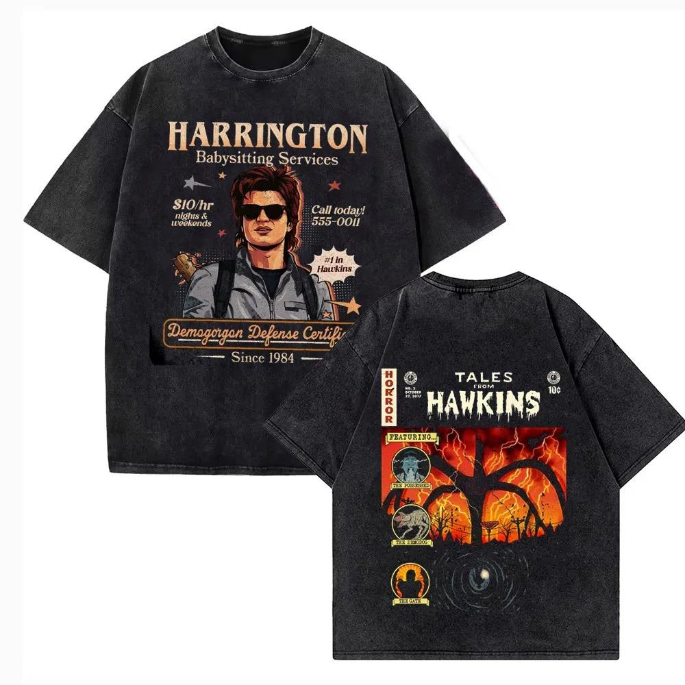 DoubleSided Graphic TShirt (Hawkins Welcome Design Upside Down Creature Symbol Retro Dark Casual Style) Tshirts S