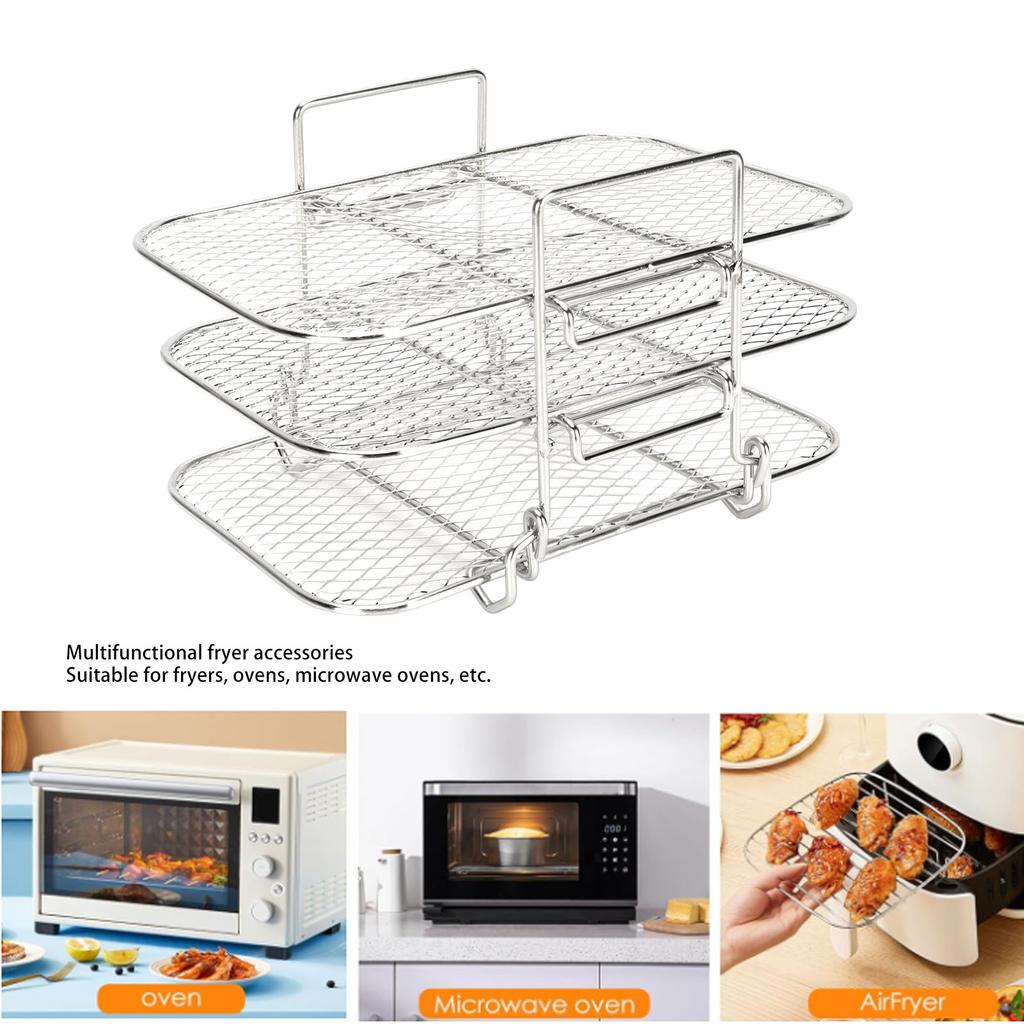 3 Layer Fryer Rack 304 Stainless Steel Dehydrator Rack Multi Layer Grill Rack Dishwasher Safe Detachable Fryer Accessories