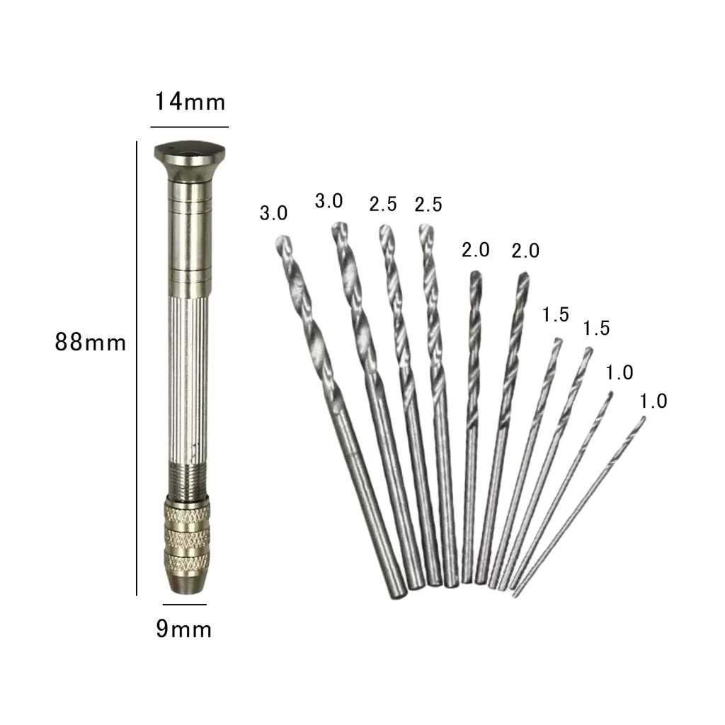 Pin Drill Bit Precision Hand Quiet Hand Micro Hole Drilling Precision DIY Micro Mini Twist Drill Bit Set Vise, 10-Piece Set, Sharp, Small, Drill,
