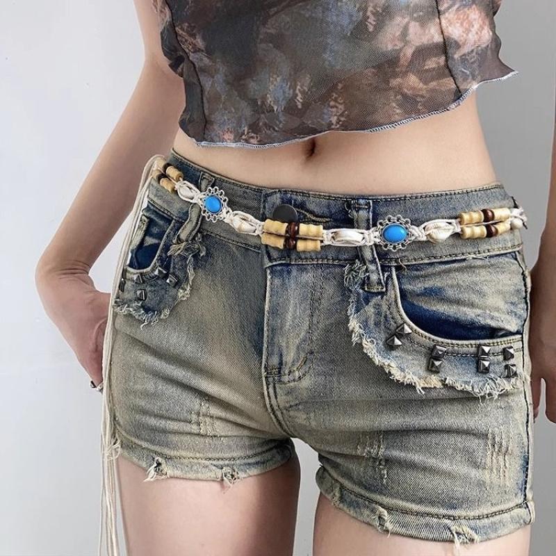 Bohemian Colorful Braided Waist Rope Ethnic Style Woman Dress Belt Y2K Waist Chain Dress Decorative Accessories Gift