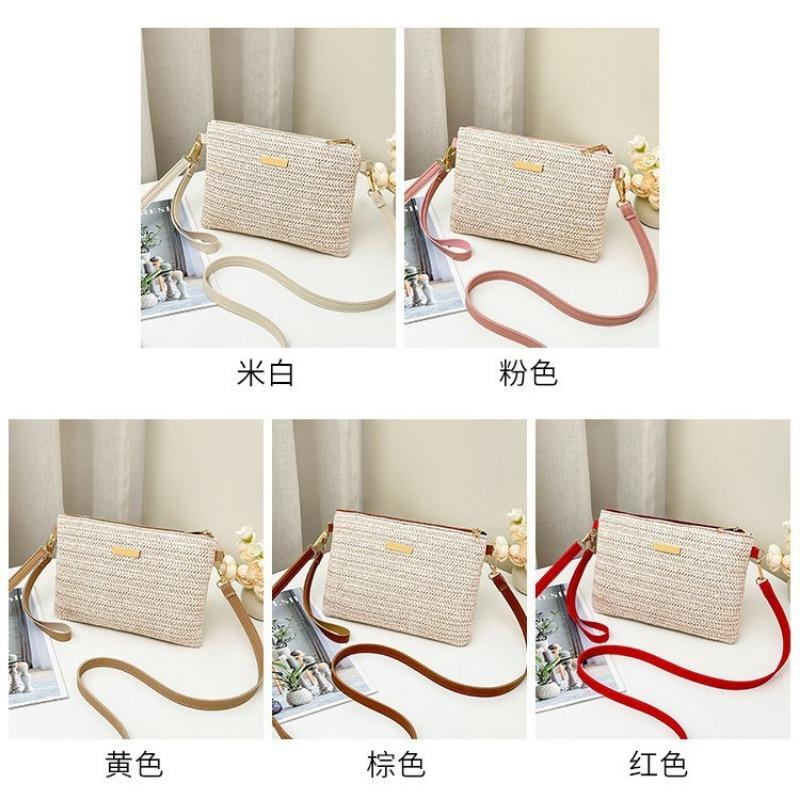 Bolso de nicho para mujer, nuevo bolso cruzado de hombro tejido, bolso de paja a la moda